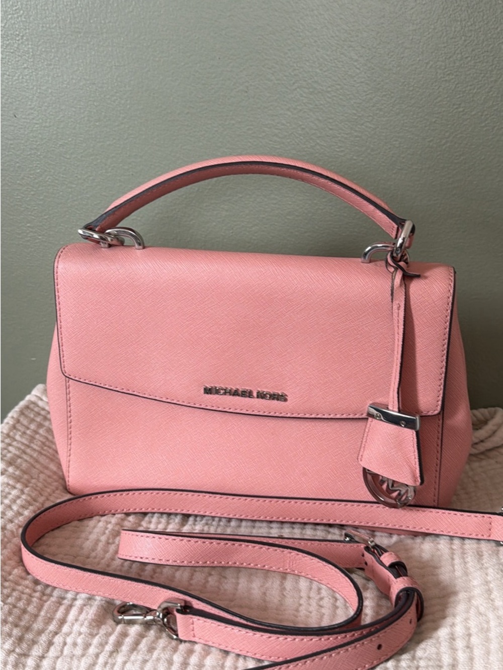 Michael Kors Pink Saffiano Top-Handle Satchel with Strap